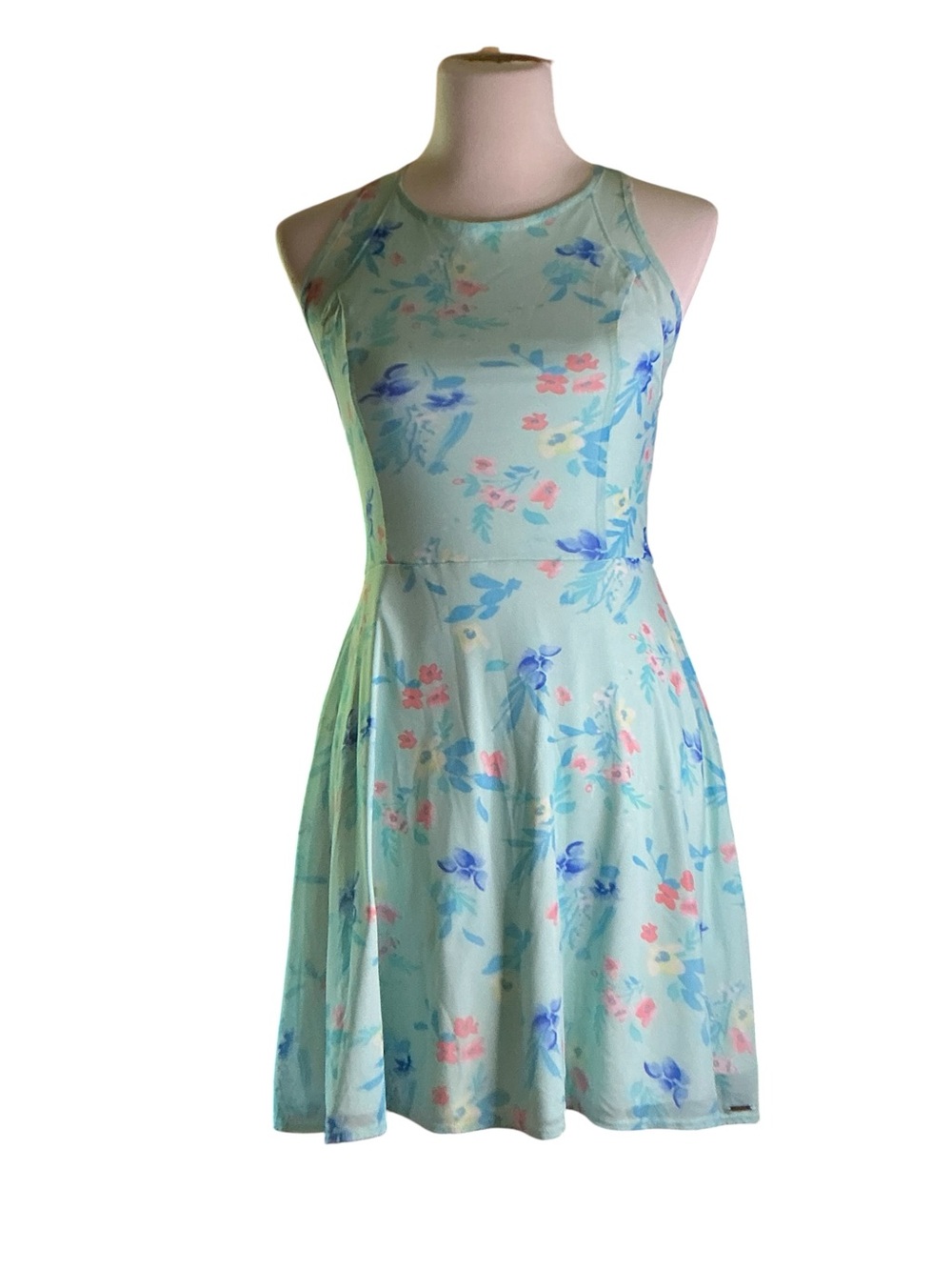 Hollister Mint Floral Halter Mini Dress